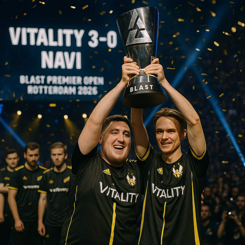 ZywOo y ropz levantan el trofeo tras el 3-0 de Vitality sobre NAVI en